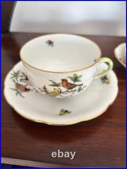 4 Pieces Herend serveware-cup & saucer, bowl, signed saucer -Rothschild & Fruit