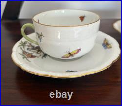 4 Pieces Herend serveware-cup & saucer, bowl, signed saucer -Rothschild & Fruit