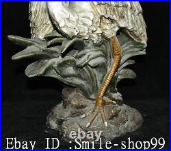 50CM Old China Qing Dynasty 5 Cai Porcelain 2 Animal Fairy Crane Bird Statue