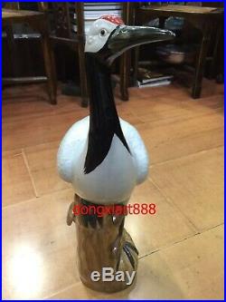 50 cm China Porcelain & Pottery Fengshui Animal Red-crowned Crane Bird Sculpture