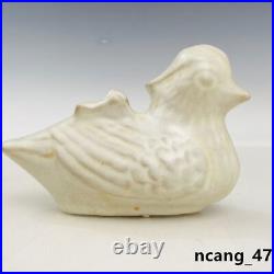 5.1 pair Old Song dynasty ru kiln Porcelain white glaze Mandarin Duck Statue