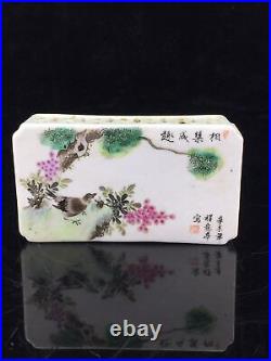 5.2 Rare China Porcelain Qing Dynasty Pastel Flowers and Birds Paperweight