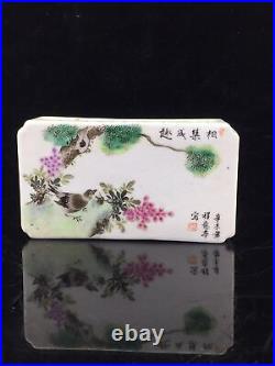 5.2 Rare China Porcelain Qing Dynasty Pastel Flowers and Birds Paperweight
