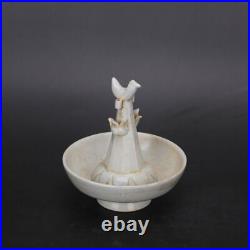5.5 China Porcelain Song dynasty hutian kiln White glaze bird oil lamp Statue
