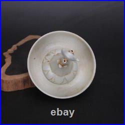 5.5 China Porcelain Song dynasty hutian kiln White glaze bird oil lamp Statue