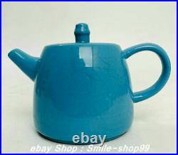 5.5 Jingde Marked Old China Bule Chai Porcelain Dynasty Handle Teapot 6 Cup Set