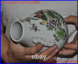 5.8wucai porcelain Feng Shui flower bird Zun Cup Bottle Pot Vase Jar Statue