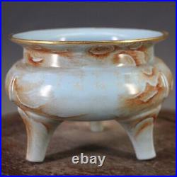 5.9China Ruyao Famille Rose Porcelain Gild Flower Bird Tripodia Incense Burner9