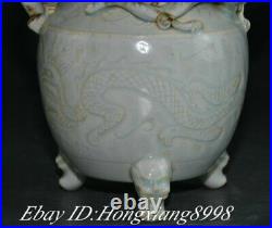 5.9 Old Chinese Ding kiln Porcelain Dynasty Dragon Handle Wine Tea Pot Flagon
