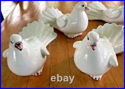 5 Large JAY WILLFRED Porcelain Doves Birds, Portugal, 10.5, Andrea by Sadek