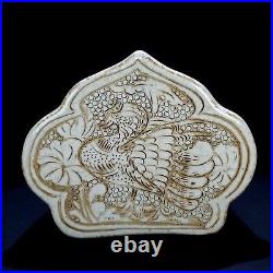 6.1 Song dynasty cizhou kiln Porcelain White glaze flower bird pillow Statue