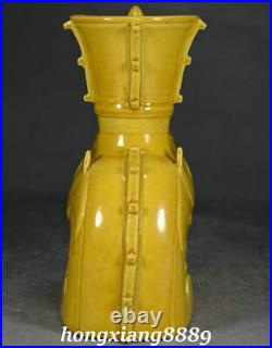 6.2 Old Qing Dynasty Yellow Glazed Porcelain Phoenix Bird Respect Bottle Pair