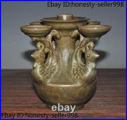 6.6'' old China Old Kiln Porcelain Phoenix Bird statue Candle holder Candlestick