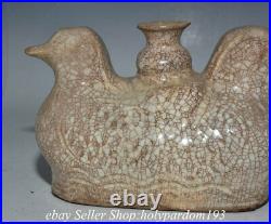 6.8 Old Chinese Song Dynasty Ru Kiln Porcelain Double Bird Kettle Statue