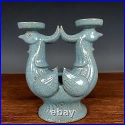 6.9 Old Song dynasty Porcelain ru kiln mark Ice crack phoenix bird Candlestick