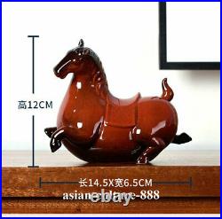 6 Chinese Dehua Red Porcelain Fengshui Zodiac War Horse battle steed Sculpture