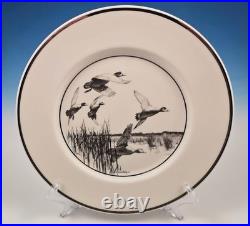 6 Lenox Richard Bishop Wild Game Bird Dinner Plate Set Waterfowl Etching 1930s