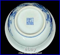 6 Qianlong Marked Old China Blue White Porcelain Dynasty 8 Immortals Bowl Bowls