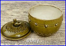 6 Rare Old Chinese Ding Kiln Porcelain Song Dynasty Palace Bird Lid Tank Jar