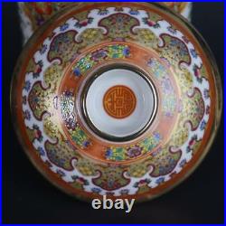 6 Yongzheng Porcelain Gold Tracery Enamel color Flower Fu Shou Tea Jars Pot Q06