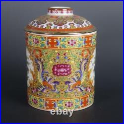 6 Yongzheng Porcelain Gold Tracery Enamel color Flower Fu Shou Tea Jars Pot Q06