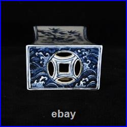 7.1 Old Porcelain ming dynasty xuande mark Blue white flower bird pillow Statue