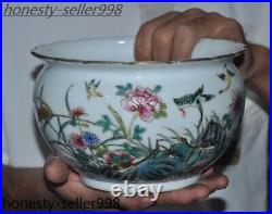 7.2'' Marked China dynasty pastel porcelain flower bird statue tank canister jar