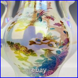 7.3 Antique Song dynasty Porcelain ru kiln mark Qicai flower bird peacock vase