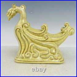 7.4 China old antique song dynasty ge kiln mark Porcelain Ice crack bird statue