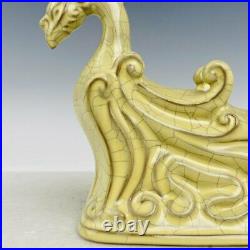 7.4 China old antique song dynasty ge kiln mark Porcelain Ice crack bird statue