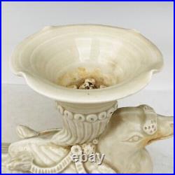 7.5 China Porcelain Song dynasty ding kiln White glaze bird Candlestick Statue