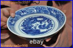 7.6'' Marked Chinese dynasty Blue&white porcelain phoenix bird statue plate dish