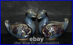 7.6 Old Chinese Jun Kiln Porcelain Dynasty mandarin duck Bird Statue Pair