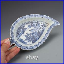 7.8 China Blue and White Porcelain Flower Bird Peach Heart Writing-brush Washer