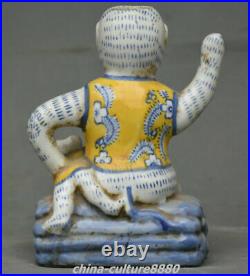 7.8 Old China Blue White Porcelain Dynasty Palace 2 Monkey Wine Tea Pot Flagon