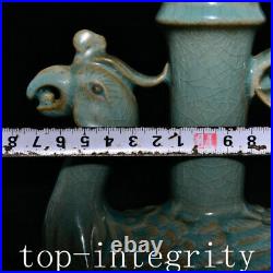 7.8'' Old China Ru Kiln Porcelain Phoenix Phenix Bird Wine Tea Pot Flagon Pair