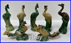 7 Antique Chinese Faience Export Celadon Porcelain Phoenix Bird Figurine