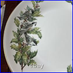 7 Boehm Chickadees and Holly Dinner Plates (2 SETS OF 7 AVAILABLE) RL