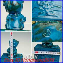 7 Old Zhou Dynasty Chai Kiln Porcelain Eight sons give blessings Statue Set