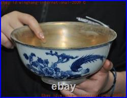8Ancient China dynasty blue&white porcelain bird Tea cup Bowl Bowls statue