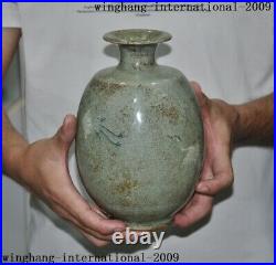 8Old China dynasty Korean Korea porcelain Crane bird statue Zun Bottle Pot Vase