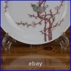 8.2 China Famille Rose Porcelain Hand Painting Magpie Bird Plum Blossom Plates