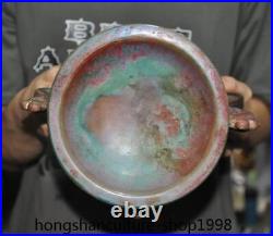 8.4China Ancient Jun Kiln Porcelain Phoenix bird statue fruit tray plate statue