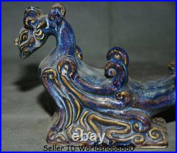 8.4 Old Chinese Jun Kiln Blue Porcelain Dynasty Phoenix Birds Statue Sculpture