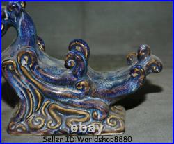 8.4 Old Chinese Jun Kiln Blue Porcelain Dynasty Phoenix Birds Statue Sculpture