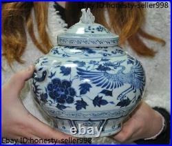 8.6 China Blue&white porcelain Phoenix Bird statue Tanks Crock pot canister jar