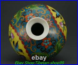 8.6 Ming Chenghua Cloisonne Enamel Porcelain Flower Bird Bottle Vase Pair