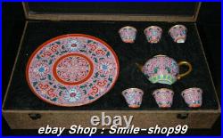 8.8 Qianlong Marked Color Enamel Porcelain Gold Dynasty teapot teacup tea set