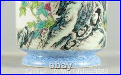 8.8 Qianlong Marked famille porcelain flowers bird wooden club Bottle vase