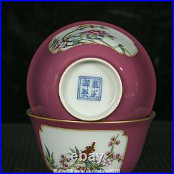 8.8 Yongzheng Marked China Famile Rose Porcelain Flower Birds Teapot Cup Set